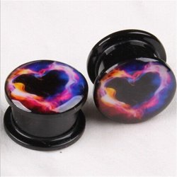 Acrylic Ear Plug Screw-on Hollow 12MM - Hearts Sold Per Pair