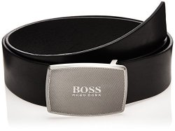 Boss Orange Men's Jens-a Plaque Leather Belt Black 30