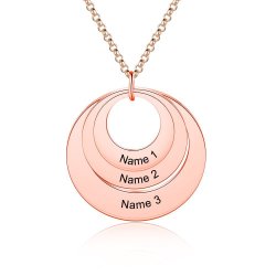 CNE105378 - Sterling Silver 3 Ring Pendant Necklace - Rose Gold Plated