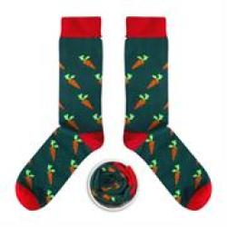 Cup Of Sox Eatable - Carrots Size 41 - 44 A Sweet Carrot With Green & Red - Green Socks Retail Box No Warranty