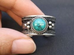 Gypsy Collection Natural Turquoise Nepal Silver Ring