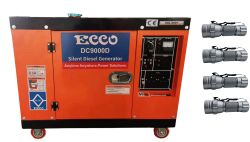 Ecco 7KW 8.75KVA Silent Diesel Generator Single Phase & 4X Pocket Flashlights
