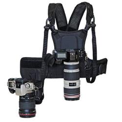 Nicama Dual Camera Strap Multi Carrier Chest Harness Vest With Mounting Hubs Side Holster & Backup Safety Straps For Canon 6D 5D2 5D3 Nikon