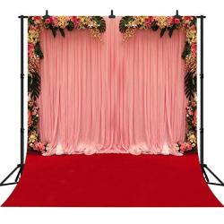 Dephoto 10X10FT Seamless Pink Flowers Wall Red Carpet For Valentine's Day Or Wedding Vinyl Photography Backdrop Photo Background Studio Prop PGT008