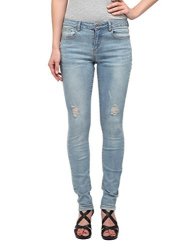 All E Jeans Women's Distressed Light Blue Skinny Jeans Mid-rise Waist Zinnia 26