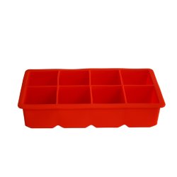 Red 8 Cubes Silicone Ice Cube Tray