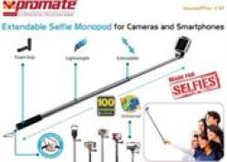 Promate Monopro-10 Extendable Selfie Monopod For Cameras And Smartphones In Black