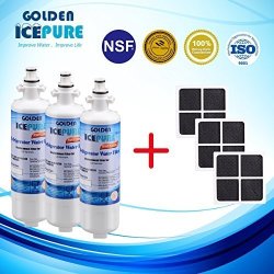 Best Pure Golden Icepure RWF1200A-3PACK+AF004-3PACK Water Filter Compatible With LG LT700P ADQ36006101 LT120F Kenmore Elite 469918 Replacement Refrigerator Air Filter