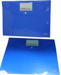 A4 Carry Folder With Press Stud On Flap Blue Single - Easily Stores A4 Documents Pvc Material 180 Micron Perfect For Documents And