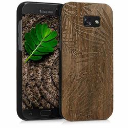 Kwmobile Samsung Galaxy A5 2017 Wood Case - Non-slip Natural Solid Hard Wooden Protective Cover For Samsung Galaxy A5 2017 - Palm Leaves Dark Brown