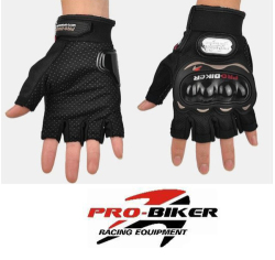 Genuine Pro-biker Open Finger Black Gloves Xl Free Delivery