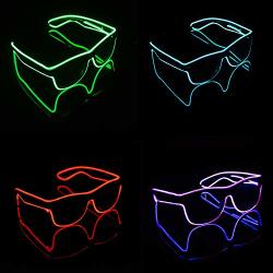 Lightunion El Glow Glasses LED Dj Bright Light Safety Light Up Multicolor LED Flashing Glasses With 4 Modes For Halloween Christmas Birthday Party Lemon