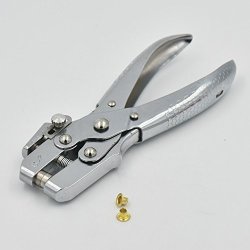 One Heavy Pliers + 300 Pcs Grommets Eyelets 3 16" 4MM Gold For Canvas Clothes Leather Self Backing Purse Buckle