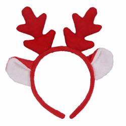 Beaupretty Reindeer Antler Headband Cute Ear Hairbands Christmas Elk Hair Hoop Xams Party Favors For Adult Children Red