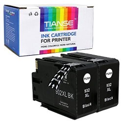 Tianse Compatible Replacement For Hp 932 XL Ink Cartridges High Yield Compatible With Hp Officejet 6700 Premium 6600 6100 7110 7610 7612 7510 Pro 7740 2 Pack Black