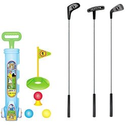 DELUXE Kids Toddler Golf Clubs Set 3 Types Of Clubs With Golf Cart Perfect Golf Set For Children