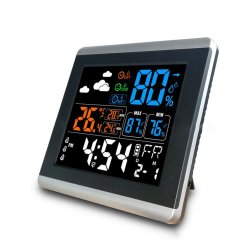 Lomanda Digital Alarm Clock 5.5 Colorful Display Screen with Weather Forecast//Date//Indoor Humidity Temperature//Snooze//Charging Cable 5.5 Black//colorful, 5.5