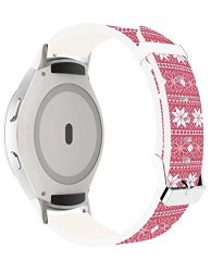 Samsung Galaxy Gear S2 Strap Leather Samsung Galaxy Gear S2 Bands Silver Connectors + Christmas Printing Theme Design Red Flower Pattern