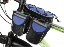 Gaint Bicycle Front Tube Tools Bag Cycling Frame Handlebar Saddle Bags W Rain Cover Blue