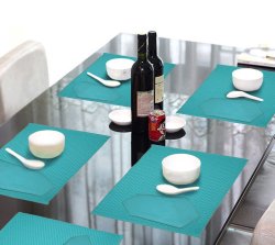 Lushome Cotton Turquoise Placemats With Napkin Table Linens Set Of 12 LH-TM21A