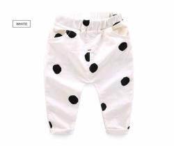 Budingxiong Boys Lovely Polka Dots Elastic Pants - White 7T