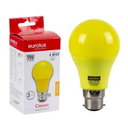 Eurolux LED Coloured A60 Globe B22 7W Yellow