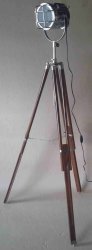 Rosewood And Aluminium Tripod Lamp Stand And Feature Lamp Fitting