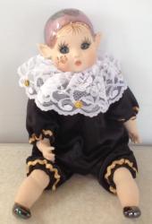 Porcelain Pixie Doll Dressed In Black Suite - Artist 'loe'