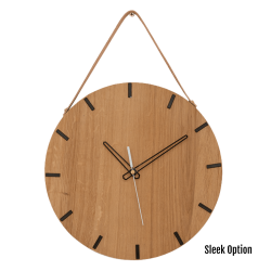 Liam Wall Clock In Oak - 250MM Dia Clear Varnish Sleek White Second Hand
