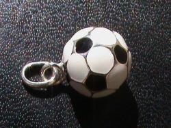 Solid Sterling Silver Soccer Ball Enamel Charm