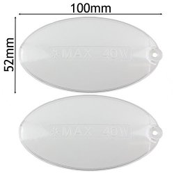 Pack of 2, 100mm x 52mm SPARES2GO Cooker Hood Light Diffuser/Lens Oval Cover Plate 