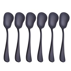 Onlycooker Black 6 Piece Sugar Spoon 5.2-INCH Stainless Steel Service For 6 Spoons Table Dinner Flatware Set Table Silverware Dishwasher Safe Service For 6