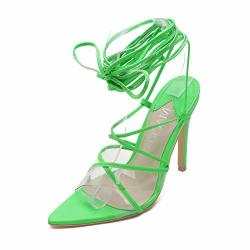 Mackin J 294-27 Women's High Heel Sandals Stiletto Strappy Dress Sandals Lace Up Gladiator Sandals Green 10