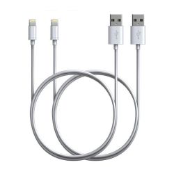 USB Charging Cable For Iphone 5 & 6 & 7 & 8 & X - White Pack Of 2