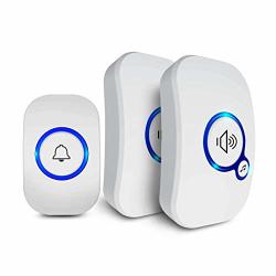 Door Chime Mbangde Wireless Door Bell Kit Adjustable Volume 500FT Range Operating At 32 Chimes With Mute Mode LED Flash For Home Office Store