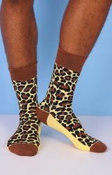 Men's Leopard Socks - Brown - Brown One Size