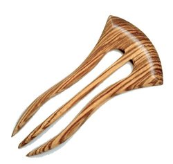 Baerreis Hair Fork 3 Prong Ursula Zebra Wood 4 Fp