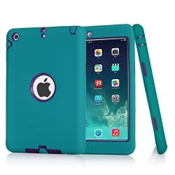 Awinning Ipad MINI Case - Fashion Style 3 In 1 Hybrid Silicone And Rugged Shockproof Case Cover Fit For Ipad MINI 1 2 3 Inky+dark Blue