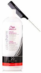 Weila Color Charm Cream Developer W sleek Steel Rat Tail Comb Creme Hydrogen Peroxide For Permanent Haircolor Dye Lighteners Hair Color 20 Volume 6%