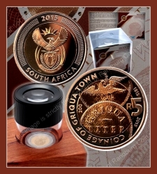 Sealed - 2015 Sa Mint Proof R5 Griqua Coin In Box And Magnifier Included