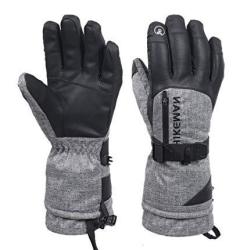 Snow Ski Gloves Cold Weather Gloves 3M-THINSULATE Warm Windproof Snowboard Gloves Touchscreen For Skiing Riding Skating Gray Large
