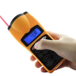 Ultrasonic Distance Measurer With Laser Pointer - Up To 18 Meters High Accuracy
