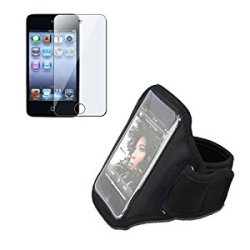 Black Sport Mesh Armband Clear Screen Protector For Apple Ipod Touch 4th Gen 8gb 32gb 64gb