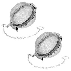 U.s. Kitchen Supply - 2 Premium Stainless Steel Tea Ball Strainer Infusers - 2.1 Size With Extra Fine Mesh - Steep Loose Leaf Tea