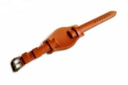 24 Diloy Mm Brown White Stitch Military Calf Genuine Leather Aviator Watch Strap Band