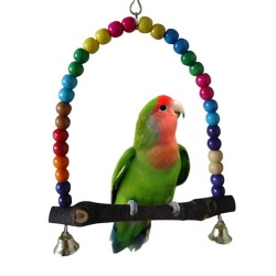 Wooden Bird Parrot Swing Toys Parakeet Cockatiel Lovebird Budgie Cage Hanging