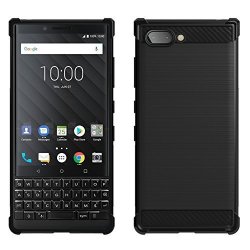 Blackberry KEY2 Case Pushimei Soft Tpu Brushed Anti-fingerprint Full-body Protective Phone Case Cover For Blackberry KEY2 Black Brushed Tpu