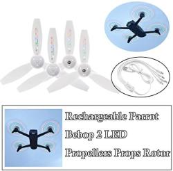 USA Parrot Bebop 2 Propellers Props Startrc 4PCS Rechargeable LED Flash Propeller Rotor With 5 Colors Compatible Parrot Bebop 2 Drone White Blades