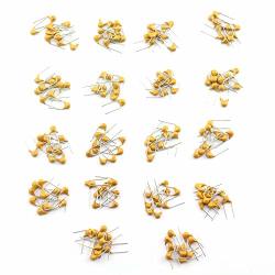 Tegg 180PCS Monolithic Ceramic Capacitors Assorted Kit 20PF-105 1UF 50V 18 Values Commonly Used Electronic Component Diy Assortment