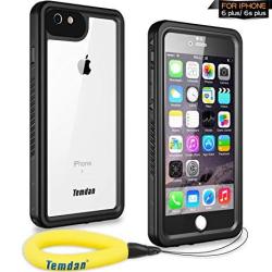 Temdan Iphone 6S Plus 6 Plus Waterproof Case With Kickstand And Floating Strap Shockproof Waterproof Case For Iphone 6S Plus 6 Plus 5.5INCH Black